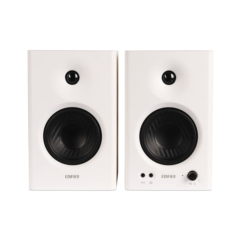 Edifier MR4 Studio Monitor - Smooth Frequency, 1' Silk Dome Tweeter, 4'  Diaphragm Woofer, Wooden, RCA TRS, AUX, Ideal for Content Creators -White (LS Edifier MR4 Studio Monitor - Smooth Frequency, 1' Silk Dome Tweeter, 4'  Diaphragm Woofer, Wooden, RCA TRS, AUX, Ideal for Content Creators -White (LS